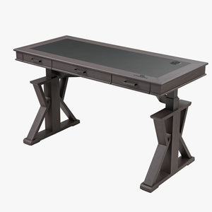 Eureka Ark X 60'' Executive Standing Desk with Leather Finish Desktop for Home Office with Three Drawers and Charging