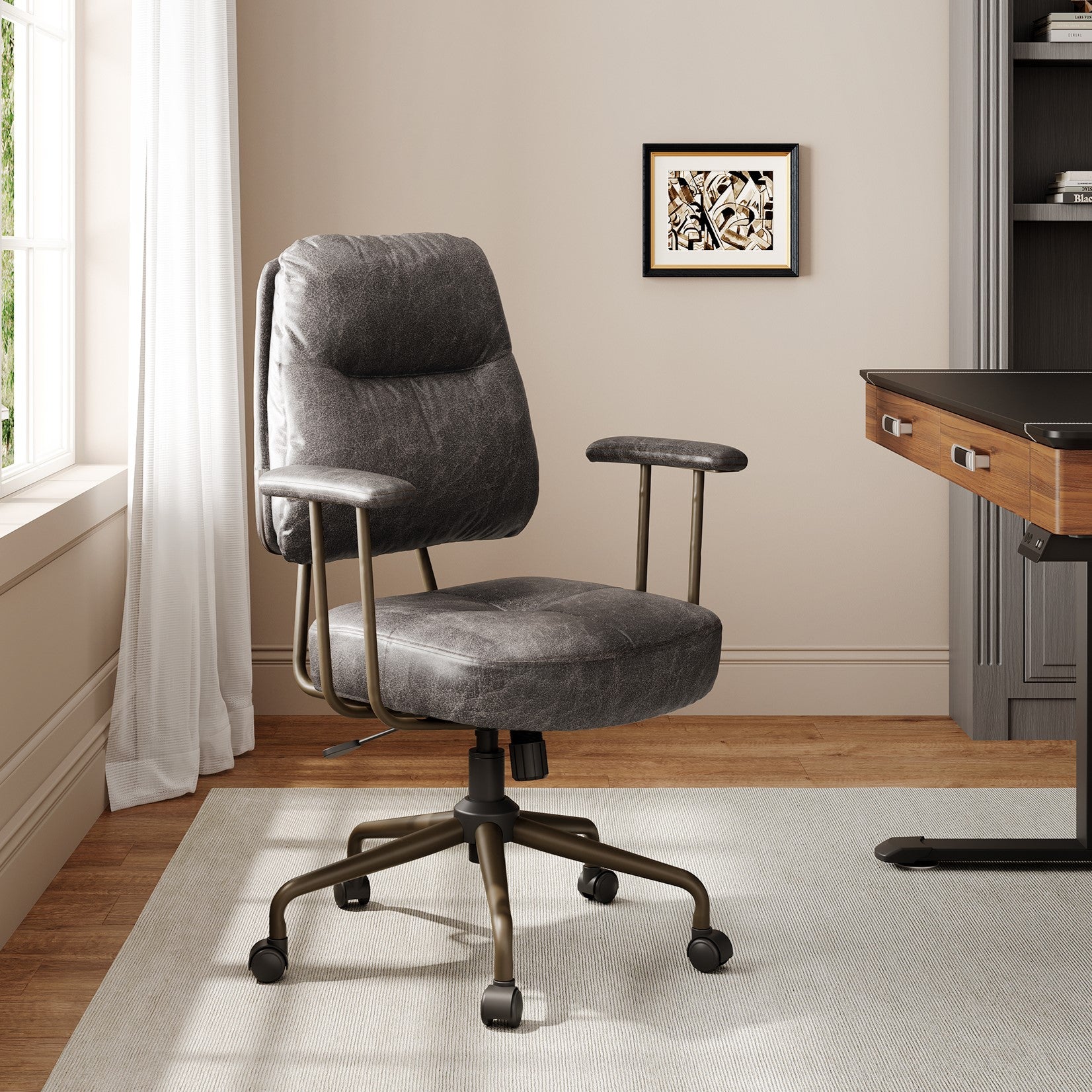 Eureka Ergonomic Becky, Suede Fabric Home Office Chair Gray