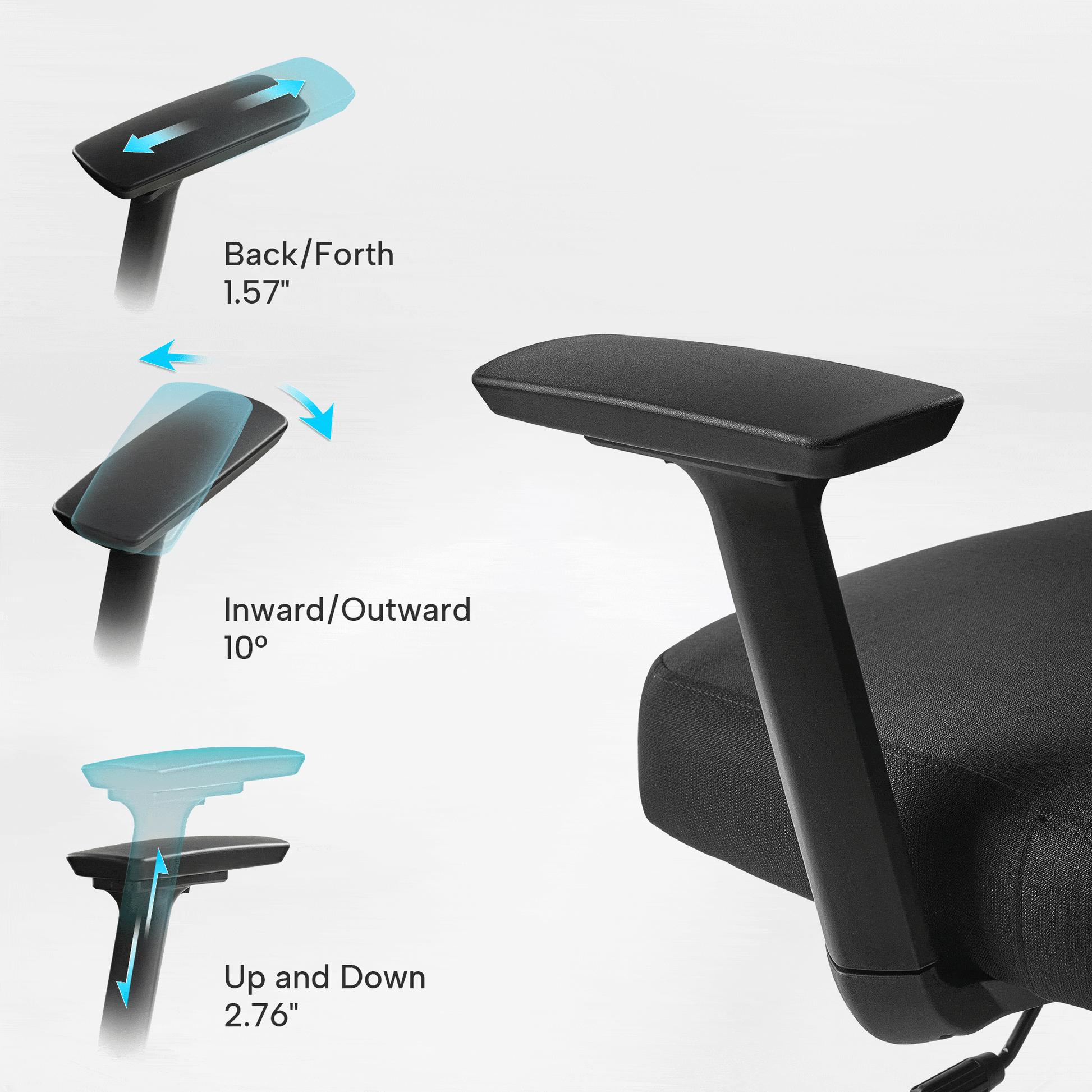 ajustable armrest, green, fabric