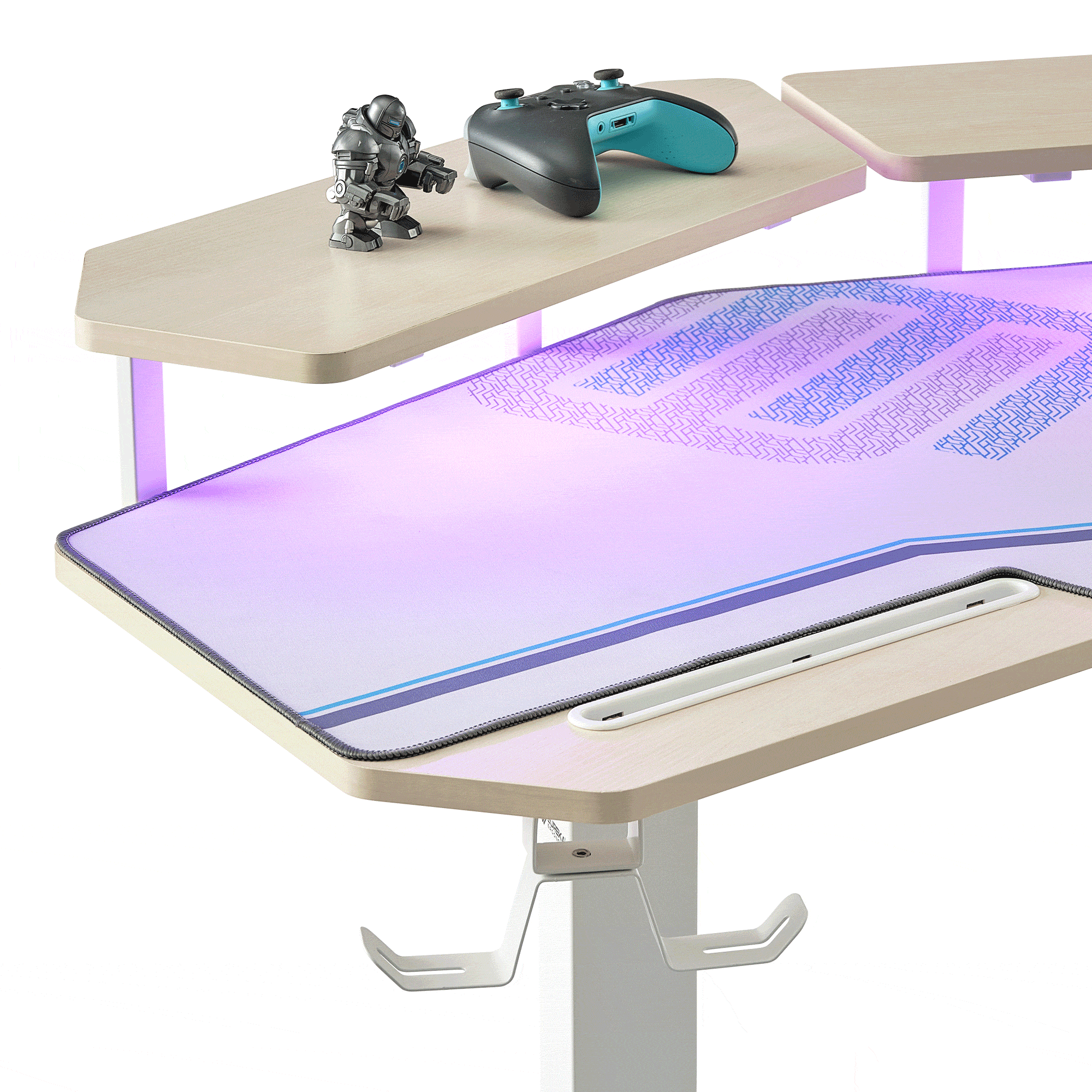 Eureka Ergonomic 63'' Wing Shaped Standing Desk with monitor shelves
