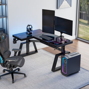 GTG-L60 Pro, 60x23 Glass Desktop Gaming Standing Desk