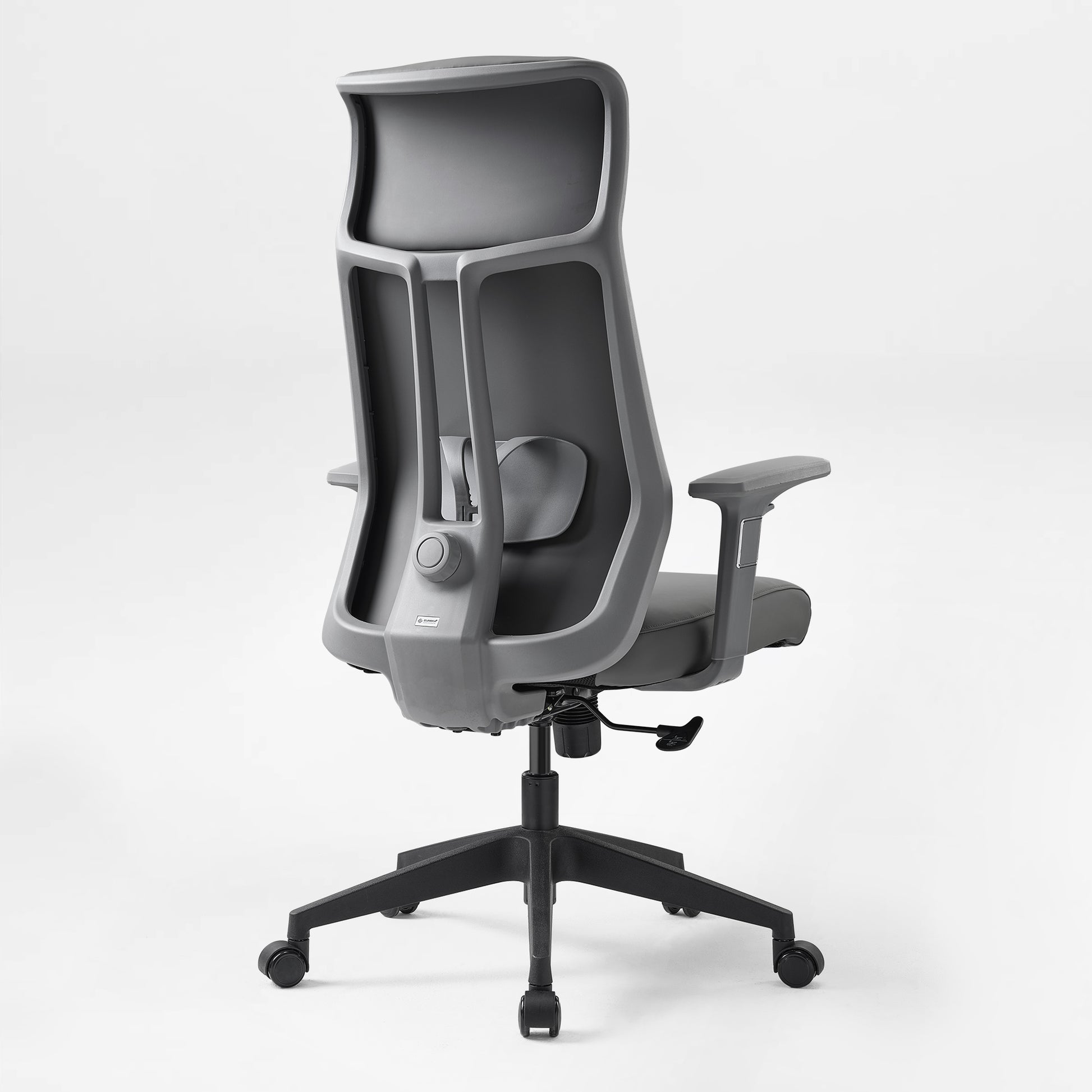Gray office chair with black wheels