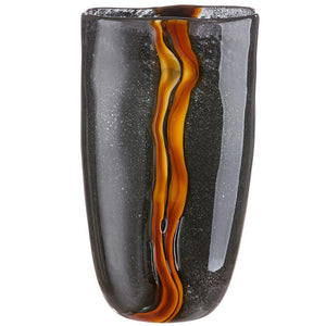 HD03 Black Glass Vase With Golden Streak - Modern Home Decor.