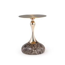 15 Round Side Table With Gold Metal Top and Marble Base. Modern Living Room Furniture.