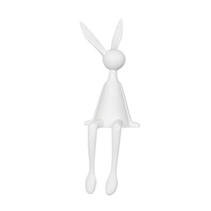 White Rabbit Ornament HD-06, Modern Minimalist Decor in White.