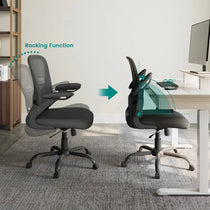 Onyx Ergonomic Office Chair Demonstrating Rocking Function, Black Mesh Back and Seat, Ergonomic Design.