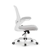 Onyx Ergonomic Office Chair With White Frame, Gray Seat, and Mesh Back, Offering Ergonomic Support.