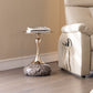 15" Round Metal Top Side Table with Stainless Steel Stone Base