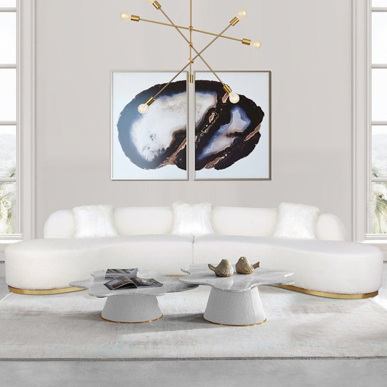 SF07, Curved Sectional Sofa, White-colored 