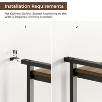 Napa Wood Bookcase Cabinet Installation: Wall Anchoring With Bracket and Shelf Placement Shown.