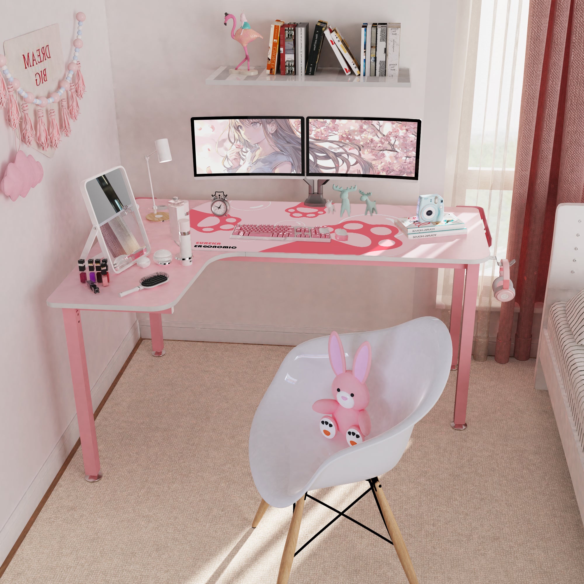 Pink deals desk table