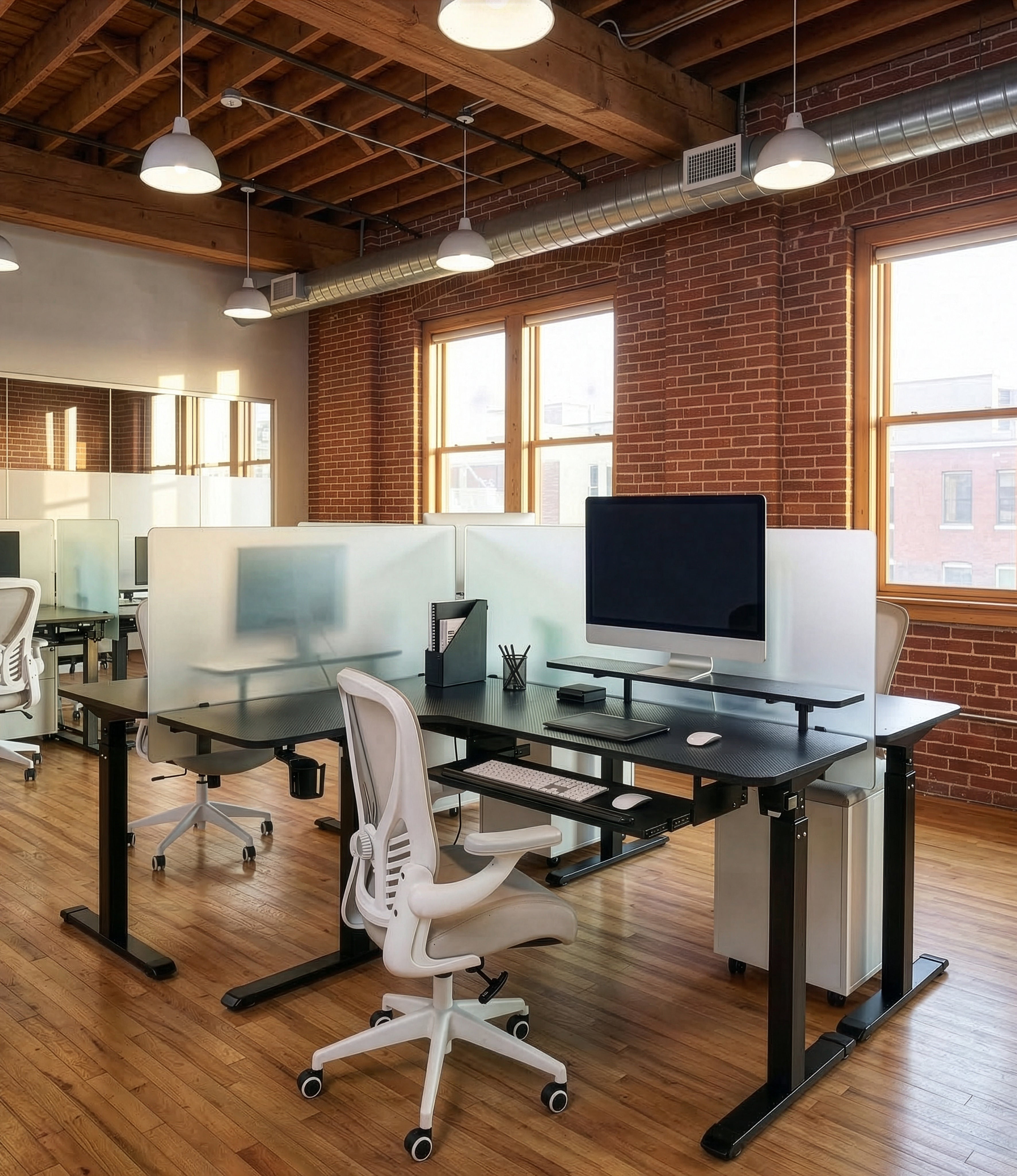 L Shaped Standing Desk with Accessories | Eureka Ergonomic