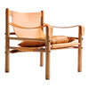 Saddle Leather Comfort Lounge Chair - Orange