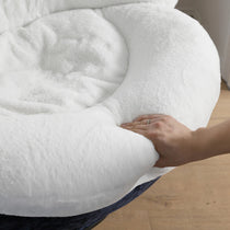 Gloria Swivel Lounge Chair, White Faux Fur Seat Detail With Hand, Comfortable Seating.