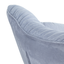 Marco Cozy Lounge Chair Detail, Showing Soft Blue Terry Cloth Upholstery and Padded Backrest for Comfort.