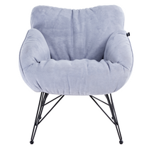 Marco Cozy Lounge Chair in Light Blue Terry Cloth With Black Metal Legs By Eureka Ergonomic.