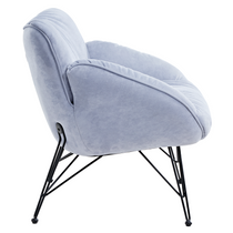 Marco Cozy Lounge Chair in Light Blue Terry Cloth With Black Metal Legs.