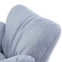 Marco Cozy Lounge Chair Detail. Soft Blue Terry Cloth Backrest for Ultimate Comfort.