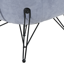 Marco Cozy Lounge Chair Detail With Grey Terry Cloth and Black Metal Legs.