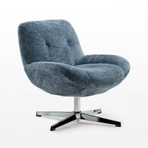 Eureka Ergonomic Henry Swivel Lounge Chair in Blue Chenille. 360° Rotation With a Plush, Velvet-Soft Surface.