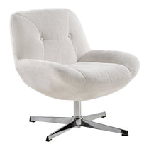 Eureka Ergonomic Henry Swivel Lounge Chair in Off-White Chenille, With 360° Rotation and Metal Base.