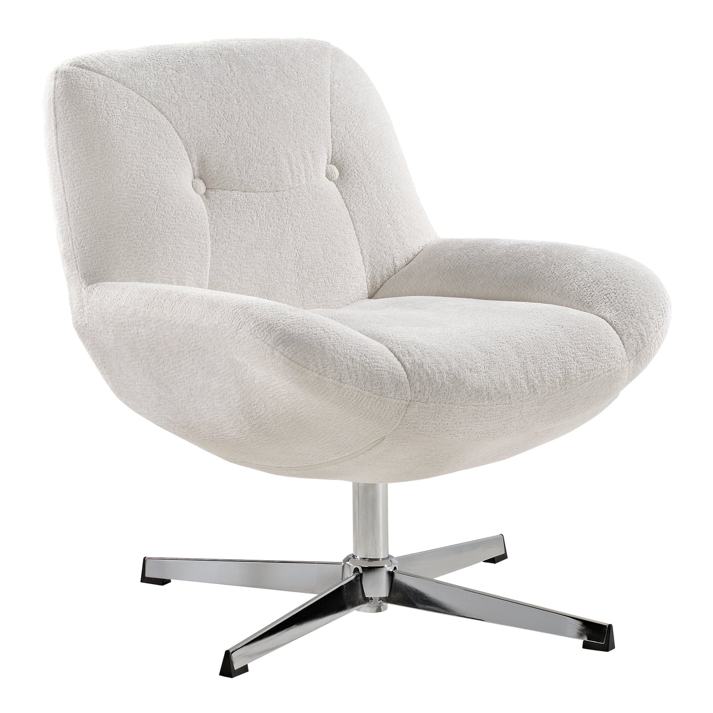 Eureka Ergonomic Henry Swivel Lounge Chair in Off-White Chenille, With 360° Rotation and Metal Base.