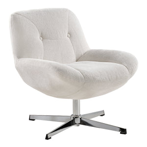 Eureka Ergonomic Henry Swivel Lounge Chair in Off-White Chenille, With 360° Rotation and Metal Base.