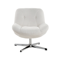 Eureka Ergonomic Henry Swivel Lounge Chair in Off-White Chenille, 360° Rotation, Modern Design.