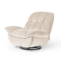 Grayson Power Recliner Chair in Beige Fabric, With Textured Upholstery and Rocking Swivel Base for Living Room Relaxation.
