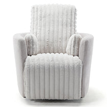 Lucia Swivel Rocking Recliner in White Textured Upholstery. Ergonomic Design for Living Room Comfort.