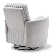 Lucia Swivel Rocking Recliner in Light Grey With White Headrest, Ergonomic Design and Swivel Base.