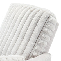 Lucia Swivel Rocking Recliner Headrest Detail in White Textured Fabric, Emphasizing Comfort and Design.