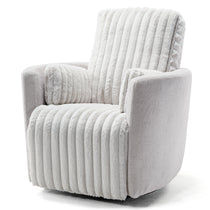 Lucia Recliner With White Textured Upholstery. Ergonomic Design for Living Room, 360-Degree Swivel and Manual Recline.