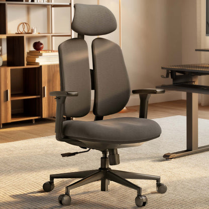 Flex Ergonomic Home Office Chair，Adaptive Double Back Design，Dark Gray