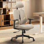 Flex Ergonomic Home Office Chair，Adaptive Double Back Design，Off-White