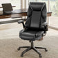 Galene, Home Office Chair, Black, Breathable cushioned PU Leather Fabric, Lifestyle on rug with two drawer standing desk