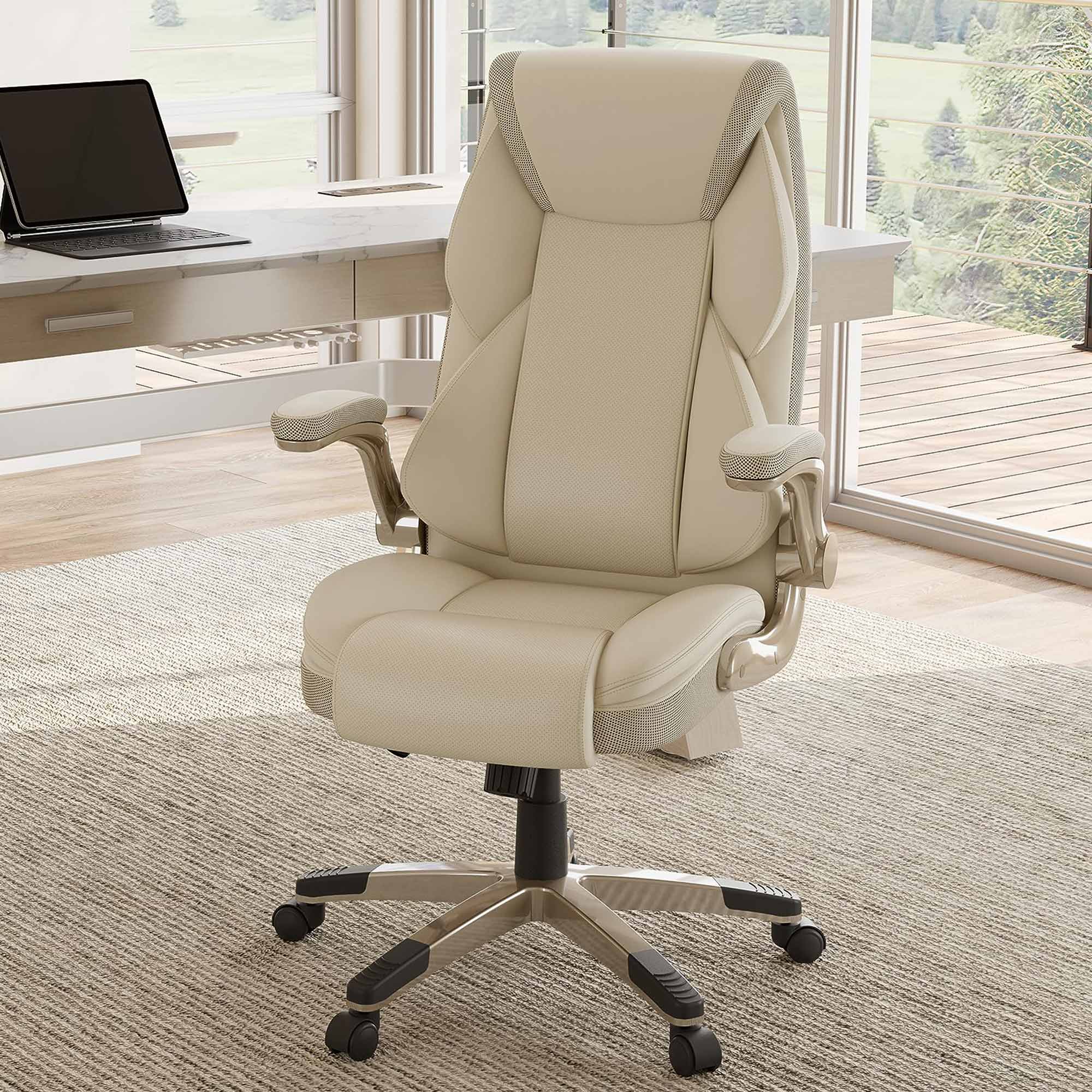 Computer chair white discount leather