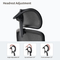 Lark Ergonomic Office Chair, Headrest With Mesh Back Adjustable Up/Down, Angle, and Front/Back, Promoting Spinal Health.