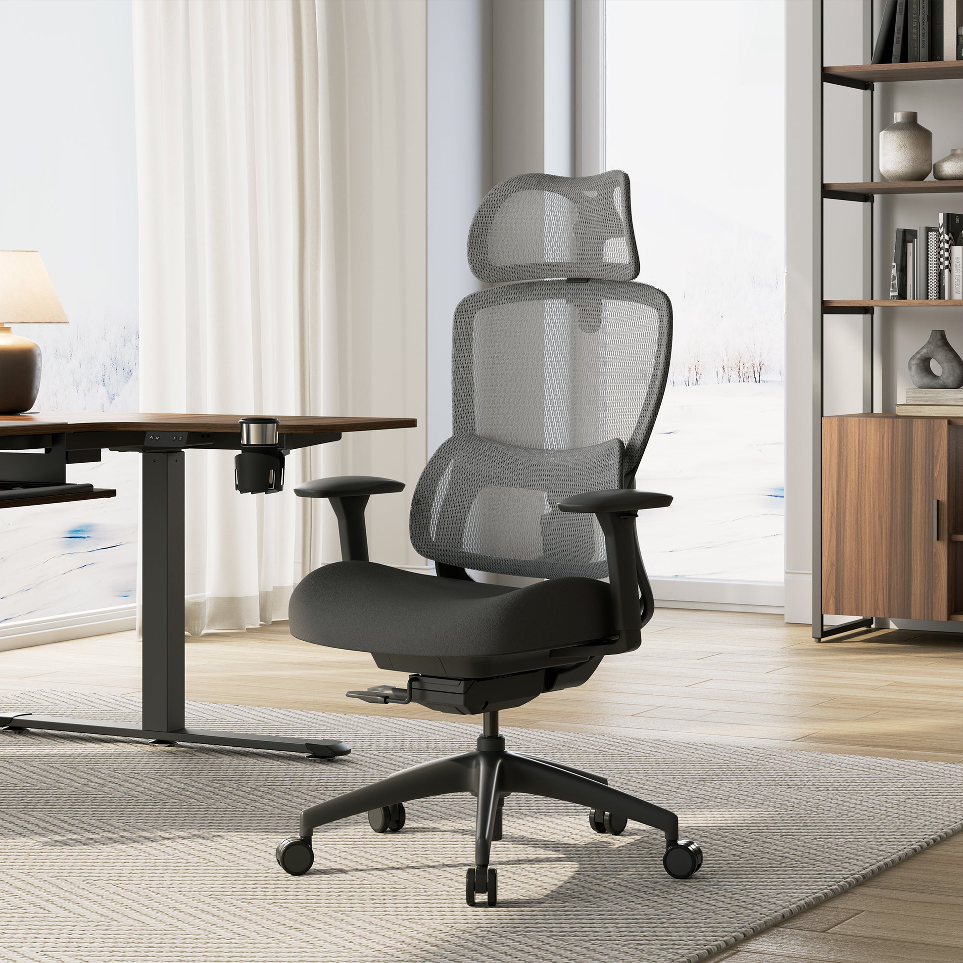 LARK, Adjustable Lumbar Home Office Chair，Gray