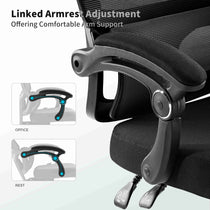 Nero Ergonomic Chair: Linked Armrests for Support. Black Mesh Design, Ideal for Home Office Comfort.