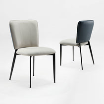 Aspen Woven Leather Dining Chair Backrest Detail in Indigo Blue and Off-White, Contemporary Design 2 pcs