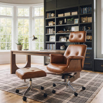 Mathias Leather Executive Chair with Ottoman