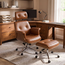 Mathias Leather Executive Chair with Ottoman