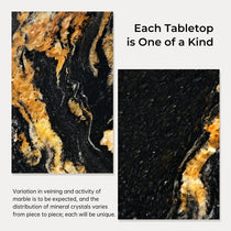 Magma Executive Desk: Unique Natural Marble Tabletop Detail Showcasing Veining Variations, Each Desk Is One of a Kind.