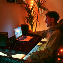 Wonder,  Touch-Activated Glowing Glass Standing Desk (47"x23")
