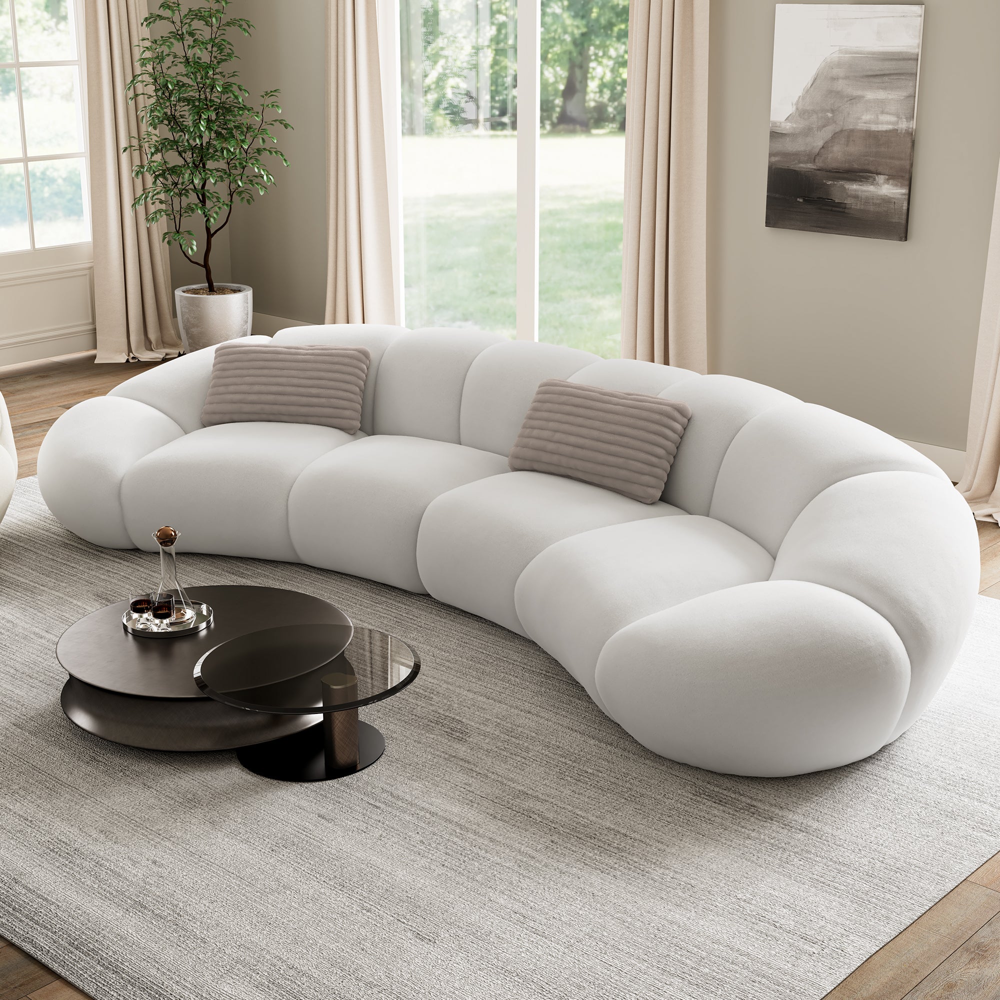 Adele 141 inch Modern Curved Sofa Size One Size