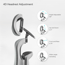 Headrest Adjustment, Silver Gray, Fabric