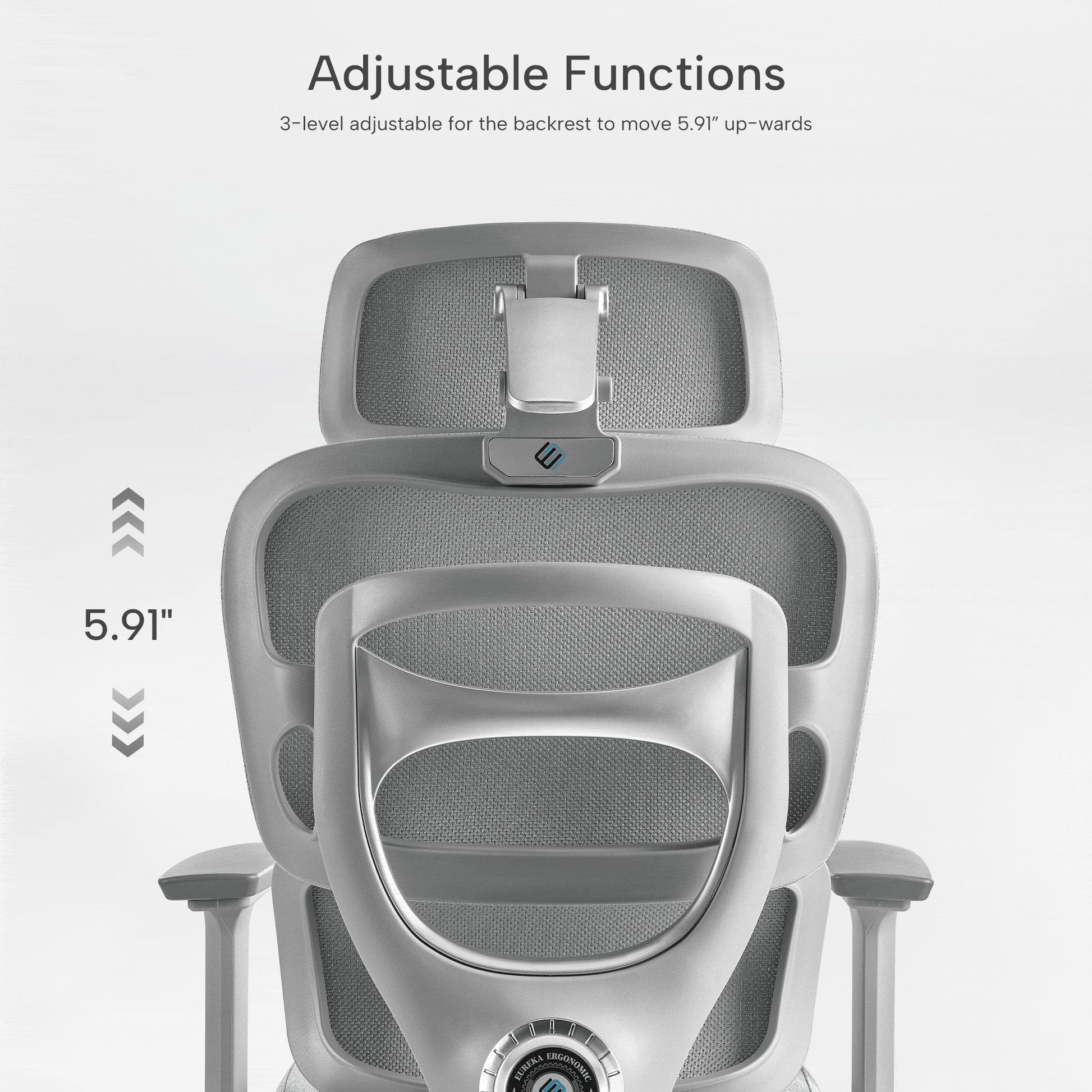 Adjustable Backrest, Silver Gray, Fabric