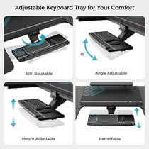 Eureka Ergonomic Adjustable Keyboard Tray With 360° Rotation, Angle, Height and Retractable Features.