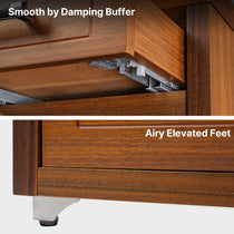 Eureka Ergonomic 29-Inch Dark Walnut File Storage Cabinet Details: Smooth Drawers With Damping Buffer and Airy Elevated Feet.